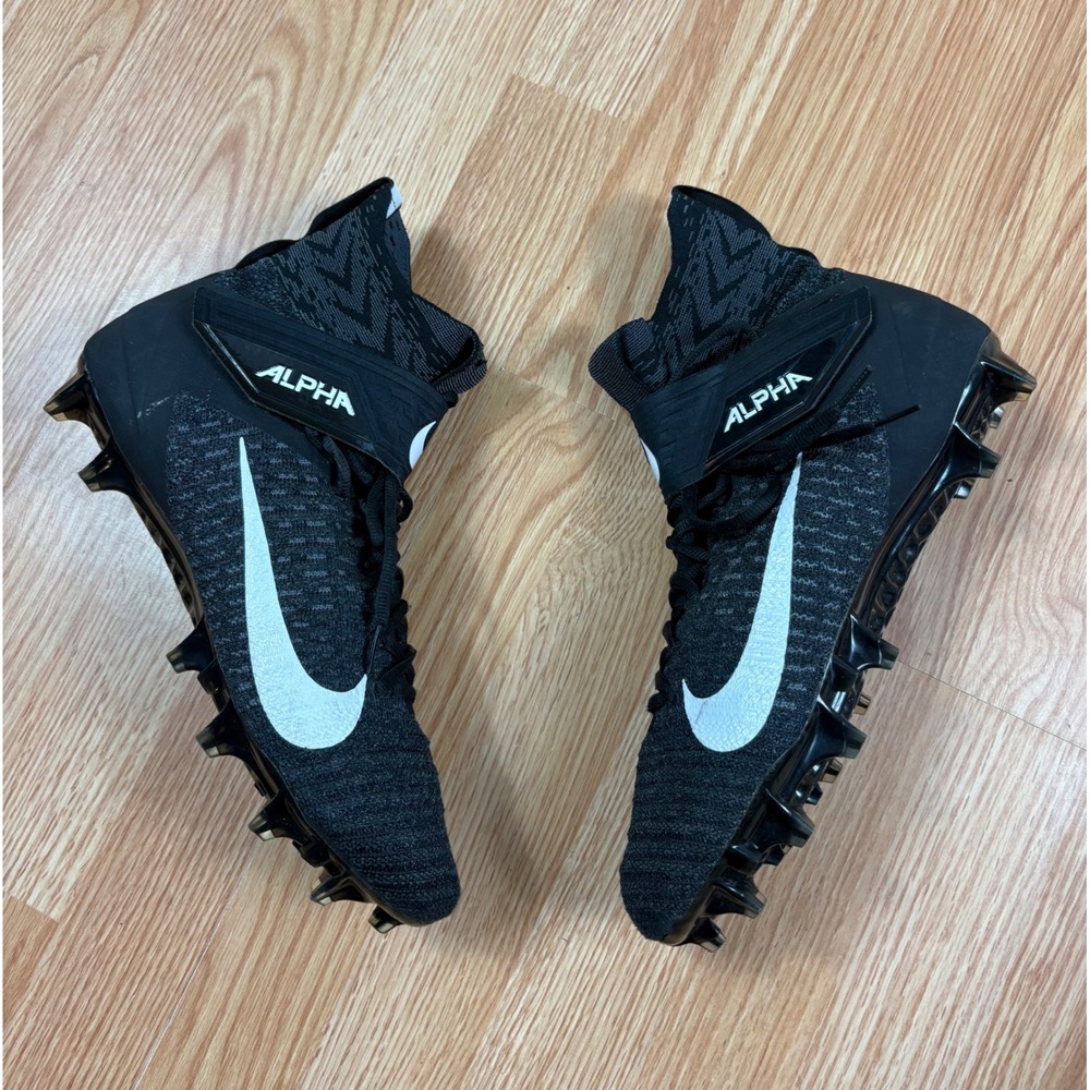 Nike Alpha Menace Elite 2 Flyknit Football Cleats Black White BV3171-001 Mens 10